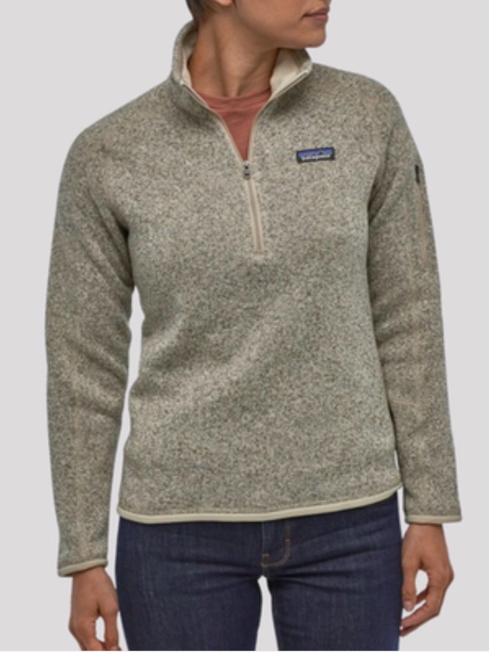 Patagonia Womens Better Sweater Pelican 1/4 Zip Fleece Pullover Size Small